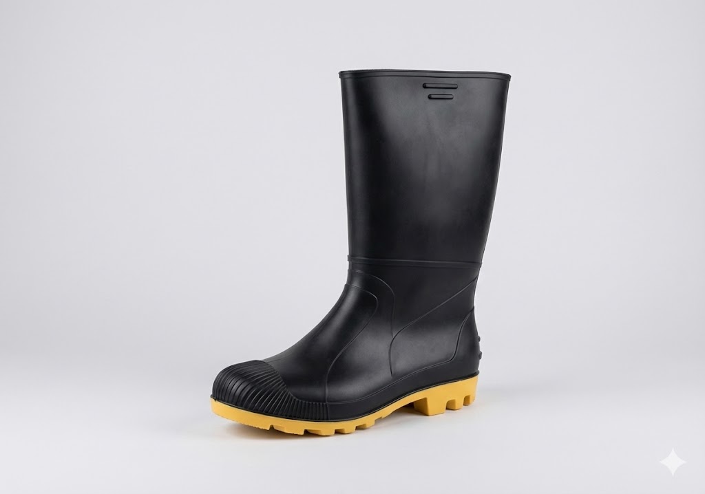 Bota de Segurança Impermeável em PVC - Vulcabras (Preta com Solado Amarelo)